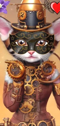 If you're a fan of furry art, steampunk, and cute animals, look no further than this incredible phone live wallpaper! The image features a colorful cartoon character, dressed in an intricately detailed costume that perfectly captures the steampunk aesthetic
