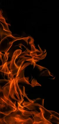 This stunning phone live wallpaper depicts a digital creation of a fire in red and orange colors set against a black background