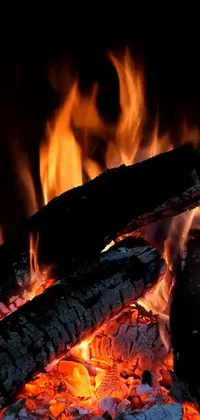 Get the ultimate cozy and comforting feel on your phone screen with this live wallpaper! Featuring a highly detailed and realistic close-up of flames burning in a fireplace, the wallpaper creates the perfect ambiance for cold winter nights