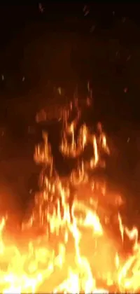 Get mesmerized by this phone live wallpaper showcasing a close-up view of a roaring fire with blazing flames