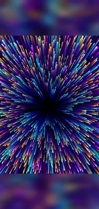 This live wallpaper features a purple and blue abstract background with multi-colored lines inspired by abstract illusionism
