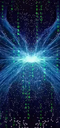 Get mesmerized with this stunning live wallpaper featuring a computer screen with green numbers, complemented by a beautiful cosmic neural network in blue