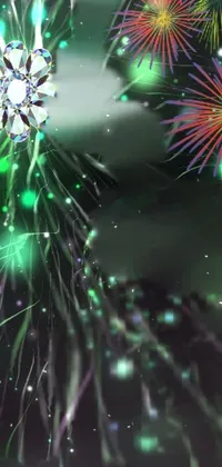 Fireworks Light Green Live Wallpaper