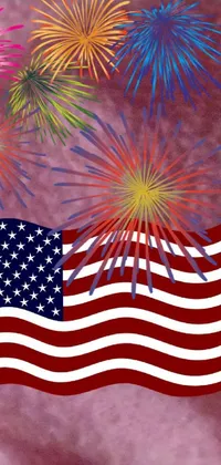 Fireworks Textile Flag Of The United States Live Wallpaper