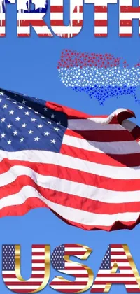 This phone live wallpaper features a breathtaking image of the American flag waving in the wind
