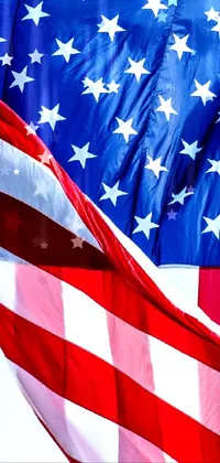 Show your patriotism with this stunning live wallpaper featuring a beautiful digital art rendition of the American flag
