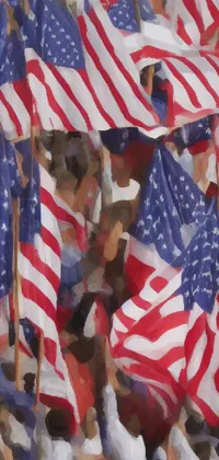 This live phone wallpaper showcases a digital painting of a patriotic crowd