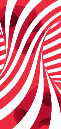 This phone live wallpaper showcases a dynamic art piece of red and white stripes