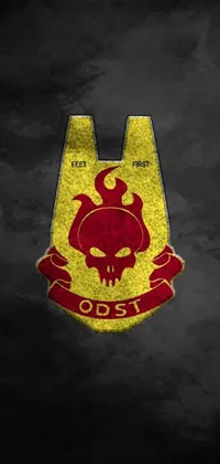This live phone wallpaper flaunts a bold and artistic emblem in red and yellow on a black background