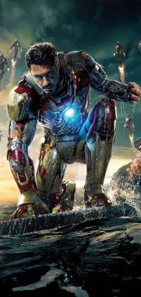 Enhance your phone's screen with this powerful Iron Man live wallpaper