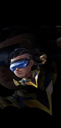 This phone live wallpaper features a close-up of a flying character with an eyepatch and scorpion tail, surrounded by musical notes