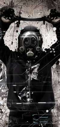 Flash Photography Gas Mask Black-and-white Live Wallpaper