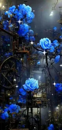 Flower Blue Light Live Wallpaper