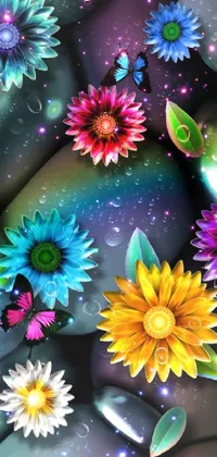 Flower Blue Light Live Wallpaper