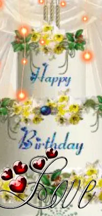 Flower Candle Birthday Cake Live Wallpaper