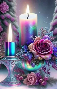 Flower Candle Purple Live Wallpaper