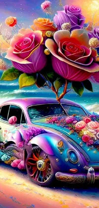 Flower Car Wheel Live Wallpaper