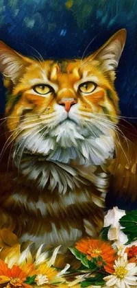 Flower Cat Art Paint Live Wallpaper