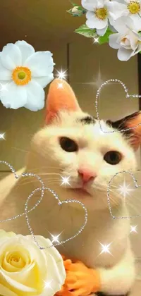 Flower Cat White Live Wallpaper