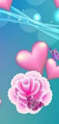 Get lost in a dreamy world with our phone live wallpaper featuring a mesmerizing pink rose at its center, surrounded by intricately designed hearts that add to its romantic charm