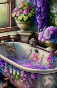Flower Dishware Purple Live Wallpaper