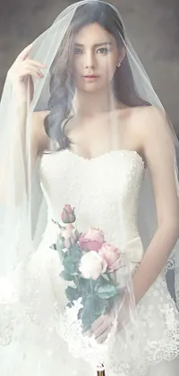 Flower Face Wedding Dress Live Wallpaper