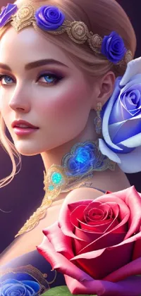 Flower Hairstyle Blue Live Wallpaper