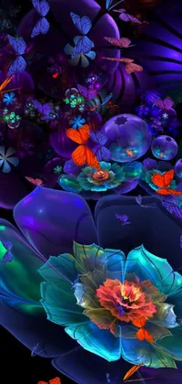 Indulge in a mesmerizing and ethereal experience with this phone live wallpaper, featuring a stunning bouquet of jeweled flowers set against a black backdrop