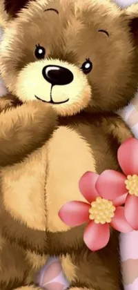 This brown teddy bear phone live wallpaper is perfect for those who enjoy cute and whimsical designs