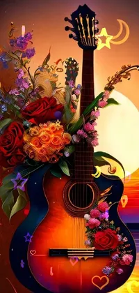 Flower Musical Instrument Guitar Live Wallpaper