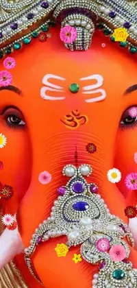 This phone live wallpaper boasts stunning art of an intricate elephant statue inspired by the Festival of Rich Colors