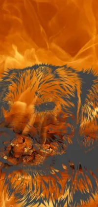 Experience a unique live wallpaper featuring a digital art rendition of a dog laying down with its face covered in realistic flames