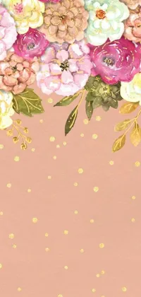 This phone live wallpaper features a stunning digital rendering of flowers on a calming pink backdrop