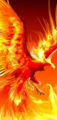 This phone live wallpaper showcases a beautiful digital artwork of a flying bird against a Gryffindor red background