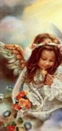 This live wallpaper showcases a beautiful Angel painting, creating a serene and calming ambiance on your phone's screen