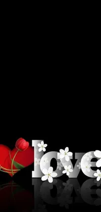 This lovely live wallpaper features a digital rendering of the word "love" surrounded by intricate flowers and a heart