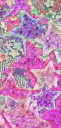 Bring some magic to your phone screen with this beautiful live wallpaper! Featuring a bunch of twinkling stars sitting on a table, this digital art creation exudes a pastel goth aesthetic with a holographic texture