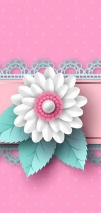 This stunning phone live wallpaper features a beautiful vector art close up of a bouquet of daisies and roses on a pink background