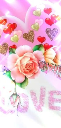 This live wallpaper features colorful flowers and hearts on a pink background, perfect to brighten up your phone's screen