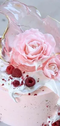 This live wallpaper features a close-up of a delicious cake with raspberries