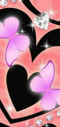This phone live wallpaper features two hearts intertwined on a pink background
