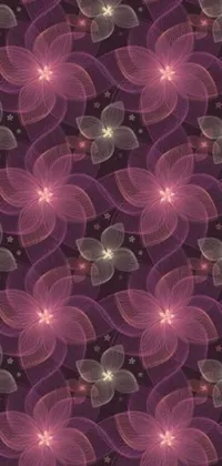 This mesmerizing phone live wallpaper is a stunning example of generative art, with a beautiful pattern of flowers set against a rich purple background