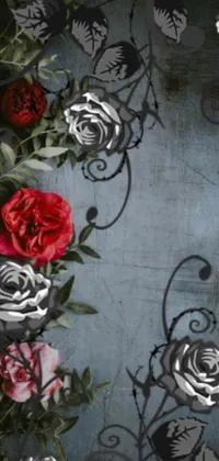 This stunning live wallpaper features a beautiful arrangement of flowers on a table, with a thorn background inspired by baroque art