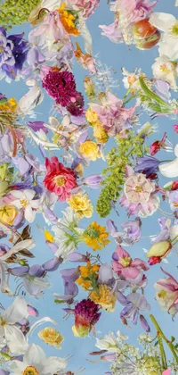 This live wallpaper features a stunning array of colorful and detailed flowers that seem to float and dance in the air