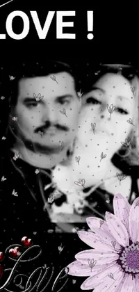 This live wallpaper features a beautiful vintage image of a man and a woman holding a flower