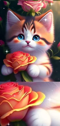 Flower Photograph Cat Live Wallpaper