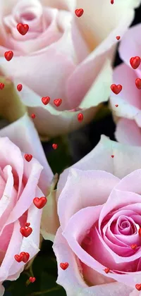 Looking for a charming live wallpaper to spruce up your phone screen? This beautiful wallpaper features a bunch of pink roses arranged in a vase, adorned with a detailed zoom photo that showcases every subtle detail of the flowers
