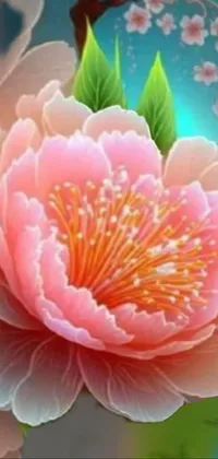 This stunning pink flower phone live wallpaper is a true masterpiece of digital art, featuring an intricately designed flower sitting on top of a shimmering plate