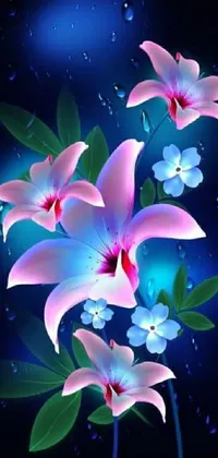 pink and blue flowers background