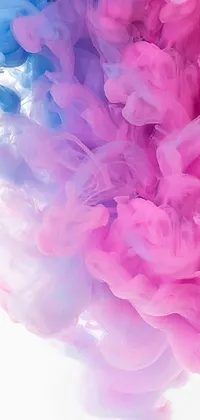 Introducing a mesmerizing phone live wallpaper featuring pink and blue liquid clouds against a white background